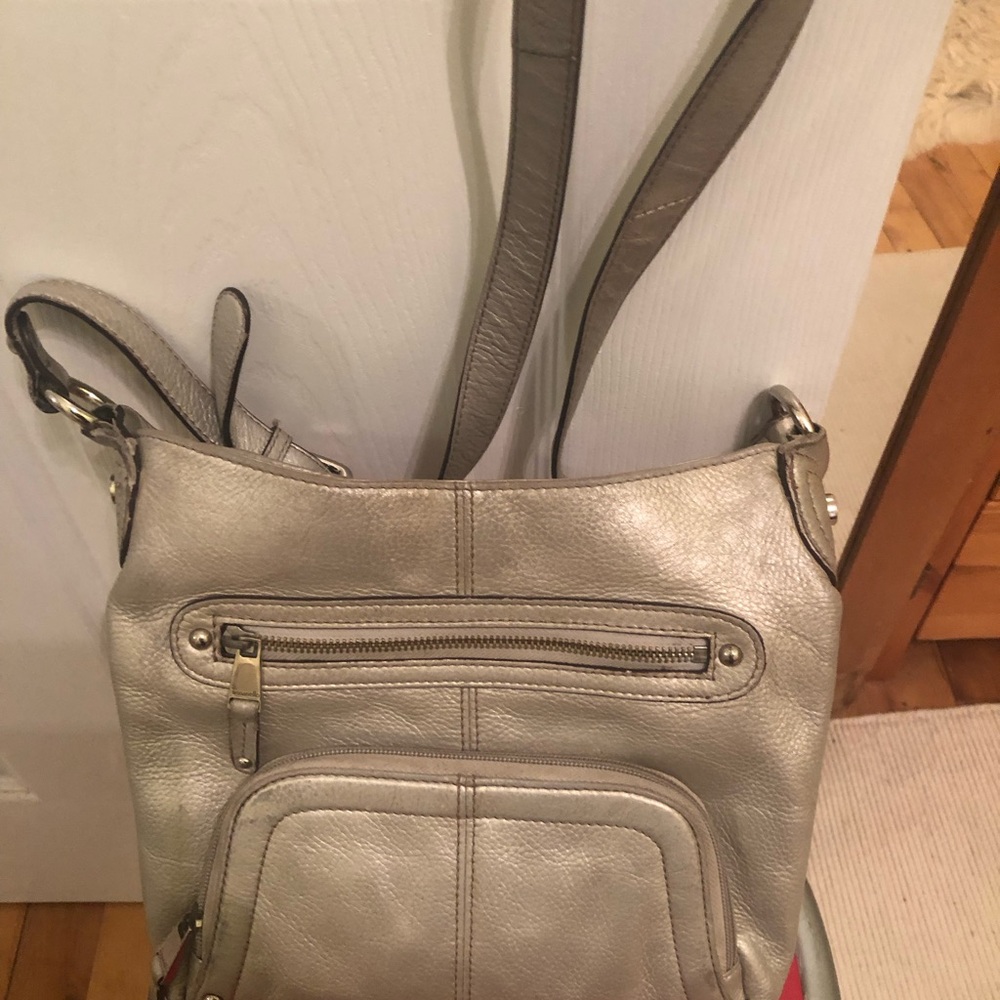 TIGNANELLO Silver Leather Crossbody Bag